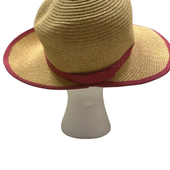 Sun N Sand French Laundry Wide Brim Backless Paper Braid With Fuchsia Ribbon Hat - Picture 3 of 8